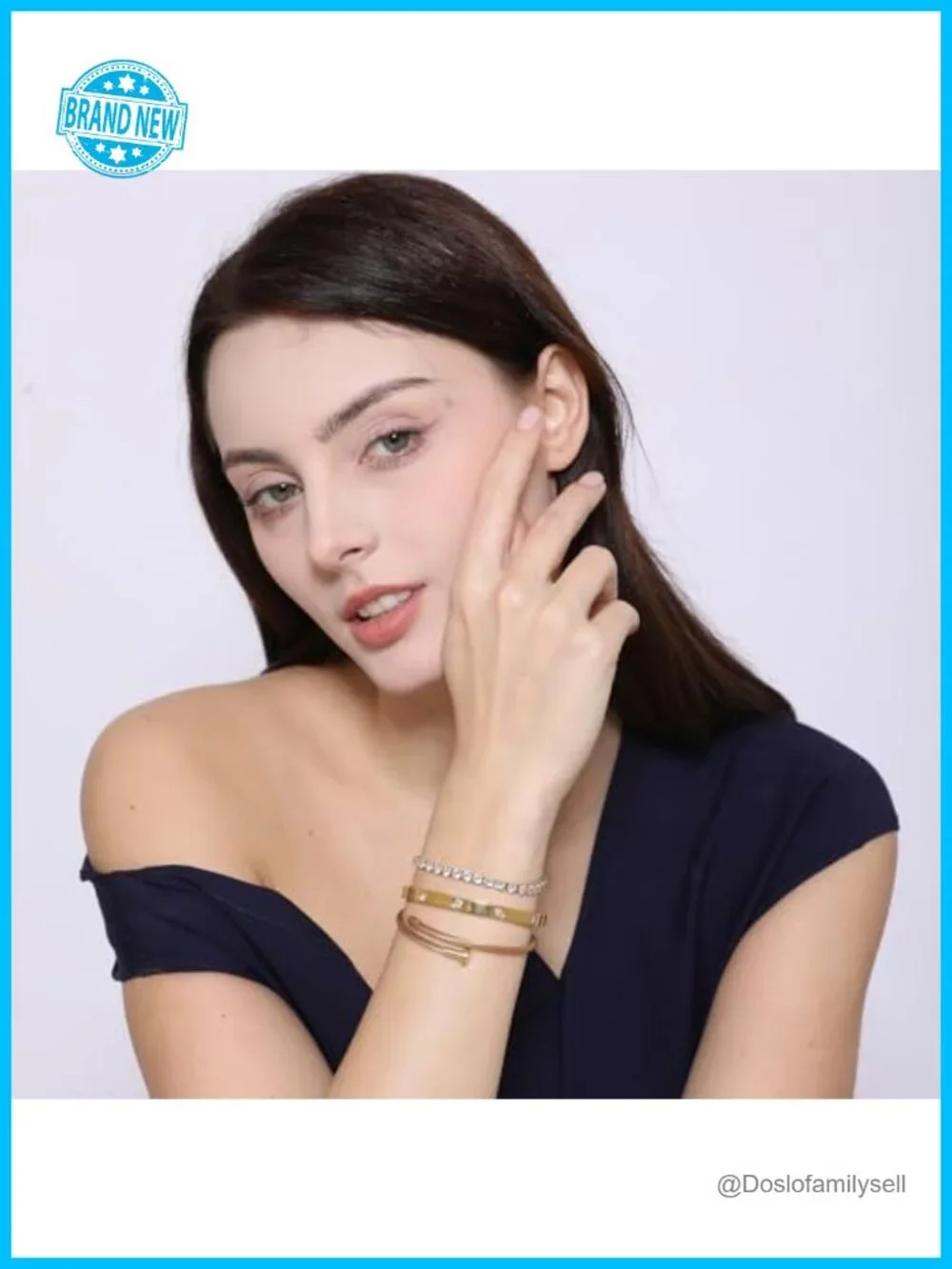 18K Gold Plated Stackable Love Bangle Bracelet Set 3 Pcs Stainless Steel CZ